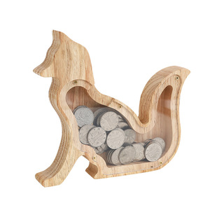 Tirelire en bois sur mesure, grande capacité, pour enfants, avec motif renard, idéale pour décorer votre bureau de manière créative. - Product Image 5
