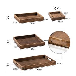Plateau décoratif Lot de 7 plateaux de service pour recevoir des plateaux de service en bois rustique avec poignée - Product Image 3