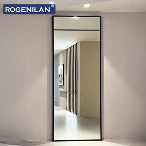 ROGENILAN Porta Scorrevole Minimalista in Alluminio e Vetro Senza Binario con Specchio, Impermeabile, con Vetro Basso Emissivo per Camera da Letto - Product Image 3
