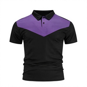 Mens Color Blocked Print for <b>Shirt</b> Short Sleeve <b>Black</b> Purple Knitted Breathable Quick Dry Casual Lightweight 220 GSM Golf - Product Image 3