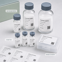 Etiquetas de péptidos para muestras de investigación, pegatinas personalizadas para viales, para envasado de muestras de laboratorio en botellas pequeñas, impresión de códigos QR y de lotes