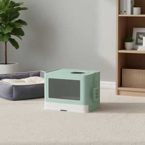 Lettiera per gatti completamente chiusa in plastica rettangolare manuale per gatti D0100HABYJY - Product Image 2