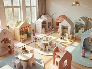 Berpura-pura kota anak-anak dalam ruangan tempat bermain peralatan Playhouse kayu kedai kopi rumah bermain peran zona permainan dalam ruangan - Product Image 2