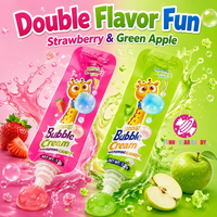 Fraise Pomme Saveurs Bubble Gum Avec Popping Candy Fournisseur Custom Snack Bonbons Pressé Crème Liquide Confiture Chewing-gum
