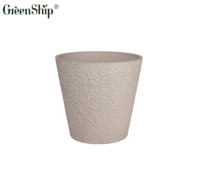 Greenship Produk High-End Pot Permukaan Bergalur Gandum Bentuk Bulat Dekorasi Rumah Penanam Taman Dekorasi Pot Bunga