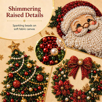 Kit d'art de broderie de perles et de diamants DIY pour décoration d'ambiance de Noël, toile de broderie de perles faite à la main 20cm*20cm, ornement cadeau de fêtes