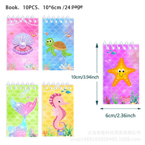 Mermaid Cartoon <b>Spiral</b> <b>Notebook</b> 10Pcs Creative Trend Student Diary Digital Printing Notepad - Product Image 2