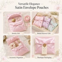 Pochette à bijoux en satin rose personnalisée, sac cadeau avec ruban personnalisé, emballage luxueux et doux pour collier et boucles d'oreilles