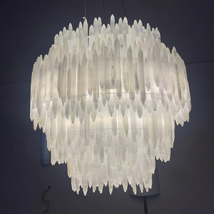 Lustre rond en sélénite <span class=keywords><strong>Momo</strong></span> Éclairage en pierre naturelle Lustre 32 ''Timothy Oulton - Product Image 1
