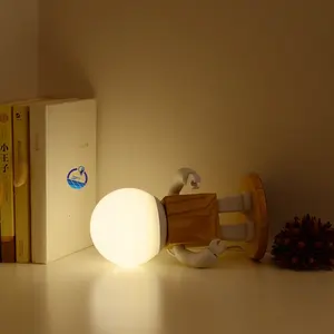 New trend bedroom living room decorations 3 colors wood led nightstand lamp robot light for kids