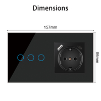 JRUMP Prise murale standard UE USB + C 147 Smart Series certifiée CE pour Tuya Smart Touch Switch 1/2/3/4G WIFI/Zigbee pour usage domestique