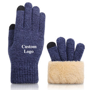 Venta de fábrica Pantalla táctil Cálido Unisex Guantes de punto Espesor Acrílico Dedo completo Guantes de invierno Mitones Logotipo personalizado - Product Image 3