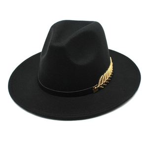 Chapeau Fedora Classique Élégant en Feutre pour Homme, Style Britannique Vintage, à Large Bord Plat, avec Chaîne, pour Femme et Homme, Vente en Gros - Product Image 2