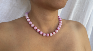 Collar de Cuentas de Piedra <span class=keywords><strong>Natural</strong></span> de Colores de 12mm de Gran Venta, Lindo Eslabón de Cristal para Clavícula, Regalo de Verano que no se Desvanece para Ocasiones Estivales - Product Image 4