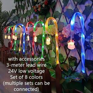 Guirlande solaire LED de Noël en forme de canne à sucre du Père Noël, norme américaine/européenne, pour décoration extérieure de jardin, allée et paysage - Product Image 1