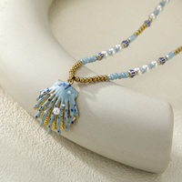 Collier chaîne perlée bohème avec pendentif coquillage unisexe – Grande vente