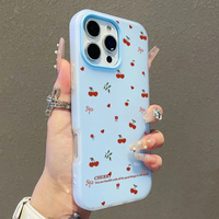 Coque de téléphone portable en PP style 2-en-1 avec nœud papillon imprimé cerise anglaise pour iPhone 7 8 X Xr 11 12 13 14 15 16 17 18 Pro Max