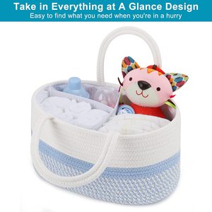 Baby Diaper Caddy Organizer Modern Eco-Friendly Foldable 100% Cotton Storage Basket <strong>Changing</strong> <strong>Table</strong> <strong>Car</strong> Use Newborn Essentials - Product Image 4