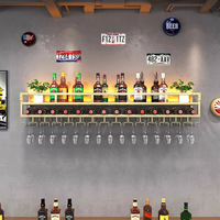 Porte-vin mural moderne en fer forgé pour salle à manger, avec porte-gobelets suspendu et support à verres à l'envers