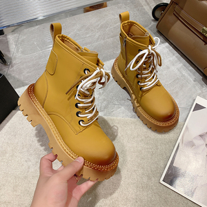 Bottines de <span class=keywords><strong>moto</strong></span> à plateforme épaisse pour femmes, <span class=keywords><strong>bottes</strong></span> d'hiver tendance à talons hauts, <span class=keywords><strong>compensées</strong></span>, imperméables, épaisses, pour les fêtes, usage décontracté - Product Image 4