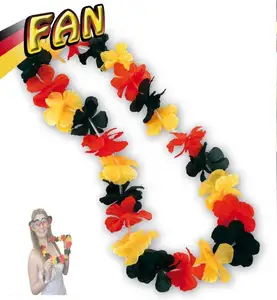 Wholesale German Flag Colours 90cm perimeter Flower Necklace Germany Hawaiian Leis For Fan