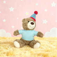 Adorable Ours en Peluche d'Anniversaire, Jouet en Peluche Kawaii pour Couples, Ours en Peluche avec Chapeau Béret Fleuri, Poupée Ours en Peluche, Cadeau pour Petite Amie