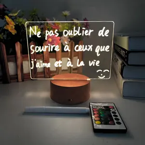 Bảng Viết Đèn <span class=keywords><strong>LED</strong></span> Acrylic Xóa Được Kèm Điều Khiển Từ Xa Đèn Bảng Tin RGB Tự Làm Chạy Bằng USB Đèn Ngủ Trẻ Em Trang Trí Nhà Cửa - Product Image 1