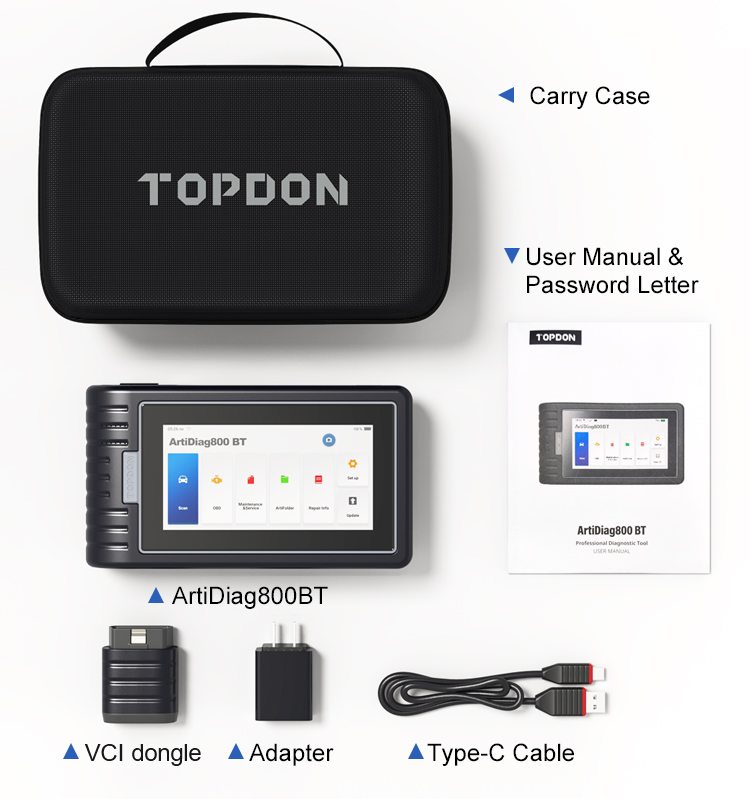 TOPDON ArtiDiag800 BT 12V Obd2スキャナーディーゼル車両診断