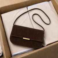 Sac à bandoulière mini en daim chocolat avec fermeture magnétique, élégant, chic, pour femme, sac à main de luxe, personnalisable OEM