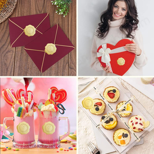 Sello de cera en relieve dorado autoadhesivo como sello de sobre de corazón pegatinas de amor para boda de San Valentín - Product Image 2