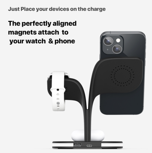 Chargeur sans fil magnétique intelligent 5-en-1 15W à charge rapide, station de charge, compatible avec les appareils iPhone et Android, veilleuse - Product Image 2