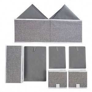 Boîte de rangement en tissu de lin polyester 300D grande capacité, cube, armoire, pliable, 3 couches, organisateur de tiroir pour sous-vêtements - Product Image 4