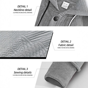 เสื้อสเวตเชิ้ตมีฮู้ดสำหรับผู้ชาย สีพื้น แขนยาว บุขนด้านใน ระบายอากาศได้ดี สไตล์ลำลอง สปอร์ต แบบสวม มีดีไซน์กระดุม - Product Image 2