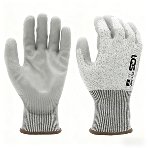 EN388 4X43C Cortar 5 Guantes con PU Recubierto Guantes resistentes a cortes Logotipo personalizado Buen agarre para la construcción - Product Image 1