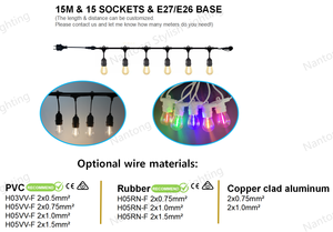Guirnalda de <span class=keywords><strong>Luces</strong></span> LED E27 IP65 Impermeable para Patio, Jardín, Bodas, Campamentos, Decoración <span class=keywords><strong>Exterior</strong></span>, Bombilla S14, 10m 48 pies - Product Image 4