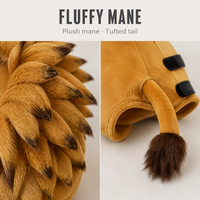 Costume de chien amusant idéal pour les défilés d'animaux de compagnie avec gilet à crinière en fausse fourrure et queue en boule, facile à enfiler pour les chiots