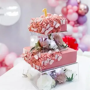 Rond clair acrylique gâteau séparateur remplissable gâteau affichage décor outils de cuisson gâteau support pour mariage fête d'anniversaire décoration