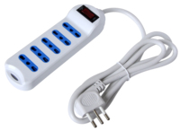 Multiprise italienne 5 trous. Câble 10/16A 250V ~ H05VV-F 3G1.0mm2x1.5m avec prise 16A 2P + T avec protection contre les surcharges