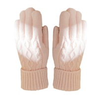 Gants d'hiver pour femmes, tricotés, à doigts entiers, doublés de polaire, épais, chauds, en acrylique/coton, longueur opéra, pour la maison, compatibles écran tactile, sport