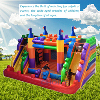 Castillo Inflable Comercial Combinado con Tobogán, Parque Temático Inflable con Personajes de Dibujos Animados para Patio de Juegos al Aire Libre