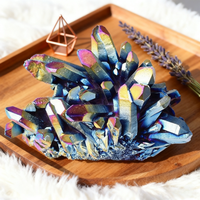 Robin Crystal Wholesale Grappes de quartz Aura plaqué titane, spécimen de cristal de guérison naturel, pierres brutes arc-en-ciel