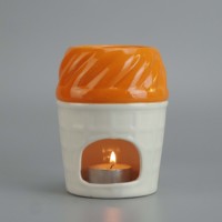 Vente en gros de brûleur de cire et d'huile en céramique personnalisé en forme de crème glacée pour diffuseur d'encens, d'aromathérapie et porte-encens