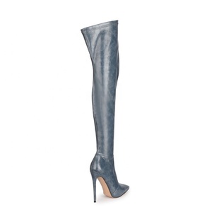 Botas Altas Sexy Plus Size 47 para Mulheres, Botas Justas até o Joelho com Zíper Lateral, Botas Longas de Salto Fino - Product Image 5