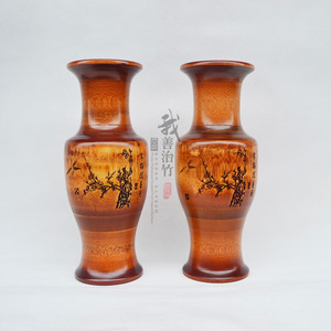 Bamboo Vase Round Handmade Asian Zen Style Home Decor For Chinese New Year Gift - Product Image 2