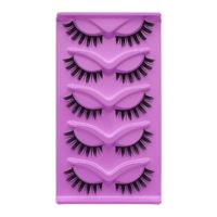Lot de cinq paires de faux cils européens et américains, à tige épaisse, fabriqués à la machine, sans cruauté animale, épaisseur 0,07 mm