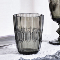 Verres à boire en verre de luxe faits à la main, vintage, gravés, à tige épaisse, de couleur grise, verre à vin rouge, gobelet