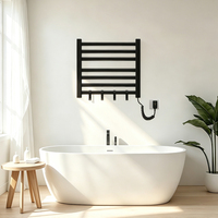 Sèche-serviettes électrique mural finition noir mat, radiateur de séchage moderne pour salle de bain et hôtel