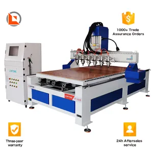 3D 1325 1530 2030 Wood Sofa Chair Table Back Leg Carving Rotary Multi Head 6 Spindles CNC Router 4 Axis for Metal Foam Price