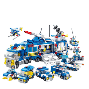 Plastique compatible pour bloc <span class=keywords><strong>quartier</strong></span> général de la police pompiers bâtiment scène modèle jouet éducatif assemblé jouets échelle 1:1 - Product Image 1