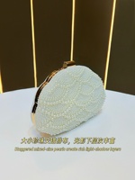 Neue Damen Perlen-Clutch Kleine Braut-Muschelförmige Abendtaschen Ketten-Schultertasche mit Perlen-Griff Party-Handtaschen